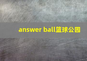 answer ball篮球公园